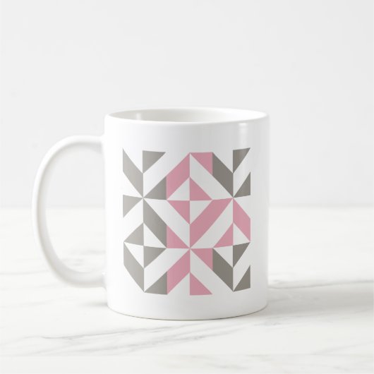 Mug Pink Raspberry and Silver Geometric ZigZag (Gauche)