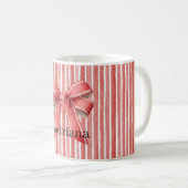 Mug Pink Red Candy Cane Stripes Bow (Devant droit)