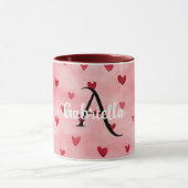 Mug Pink Red Hearts Monogram Name (Centre)