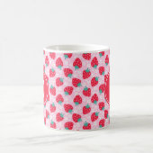 Mug Pink Red Strawberries Floral Pattern Monogram (Centre)