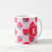 Mug Pink Red Strawberries Floral  Pattern Monogram (Devant droit)