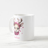 Mug Pink Reindeer Boug pour enfants personnalisés (Devant gauche)