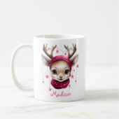 Mug Pink Reindeer Boug pour enfants personnalisés (Gauche)