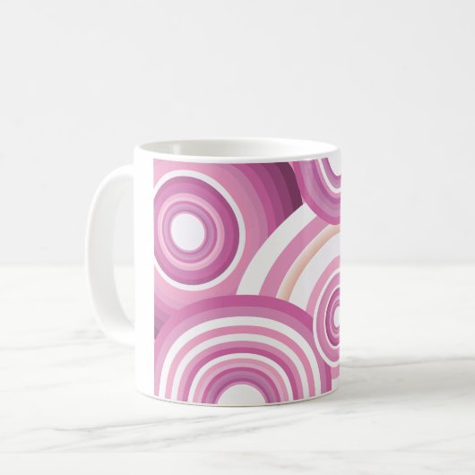 Mug Pink Retro Circles Pattern (Devant gauche)