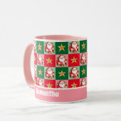 Mug Pink Retro Santa Claus Joyeux enfants de Noël (Devant gauche)