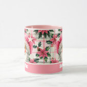 Mug Pink Retro Santa Claus Noël Floral Plaid (Centre)