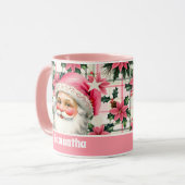 Mug Pink Retro Santa Claus Noël Floral Plaid (Devant gauche)