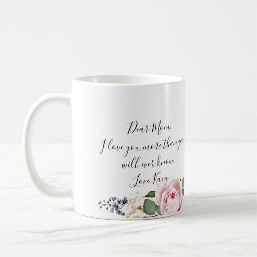 Mug Pink Rose Sentiment Chère maman Custom Photo Cadea (Gauche)