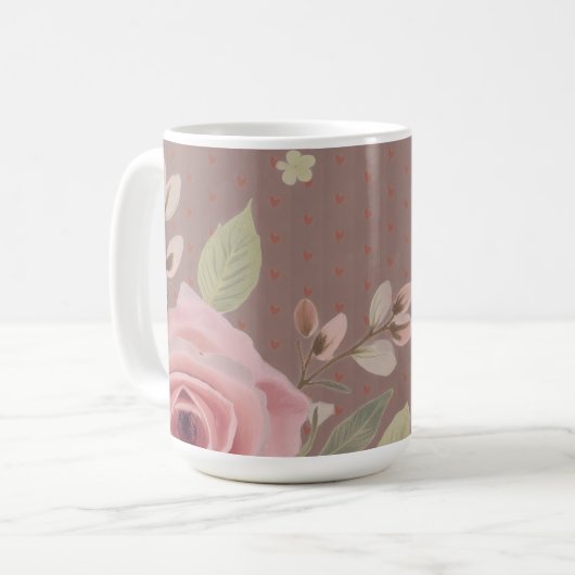 Mug Pink Rose With Typography (Devant gauche)