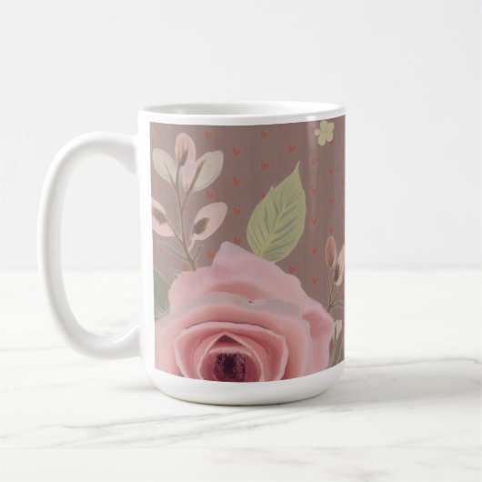Mug Pink Rose With Typography (Gauche)
