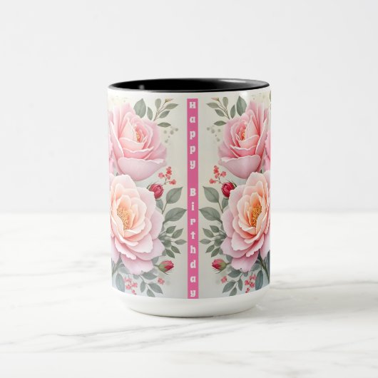 Mug Pink Roses Beautiful Luxury Popular Collection (Centre)