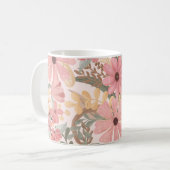 Mug Pink Sage Vert Floral Feuille Motif d'aquarelle (Devant gauche)