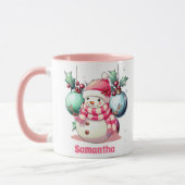 Mug Pink Snowman Noël Enfants Chocolat chaud (Gauche)