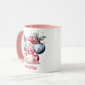 Mug Pink Snowman Noël Enfants Chocolat chaud (Devant gauche)