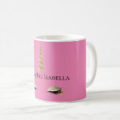 Mug Pink Sparkle Gold Glam Unicorne (Devant droit)