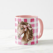 Mug Pink Stripes Horse Bow (Devant droit)
