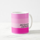 Mug Pink Stripes Modern & Feminum Nom du monogramme (Devant droit)