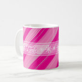 Mug Pink Sucre de canne Stripes Snowflakes Ajouter un (Devant gauche)