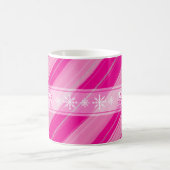 Mug Pink Sucre de canne Stripes Snowflakes Ajouter un (Centre)