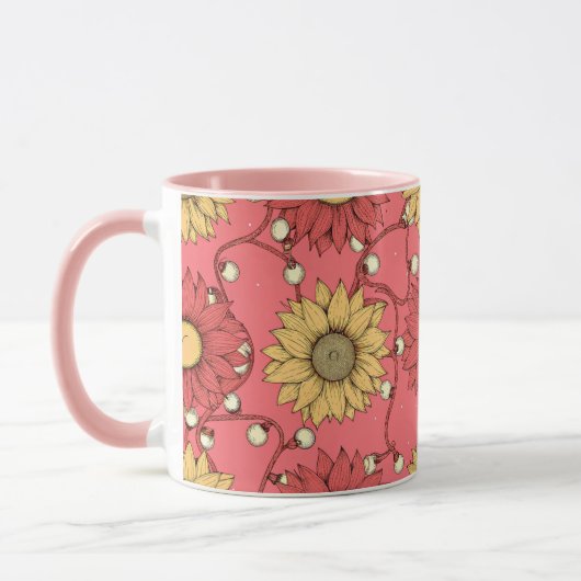 Mug Pink Sunflowers Christmas (Gauche)