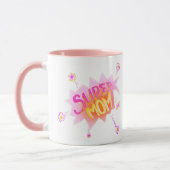 Mug Pink Super Mom Flower Comic Bubble Mother`Jour (Gauche)