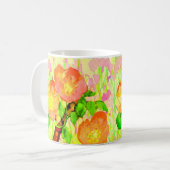 Mug Pink Sweet Briar Flowers Leaves Branch (Devant gauche)