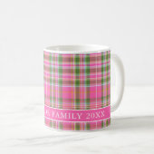 Mug Pink Tartan Plaid Family Name (Devant droit)