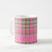 Mug Pink Tartan Plaid Family Name (Devant gauche)