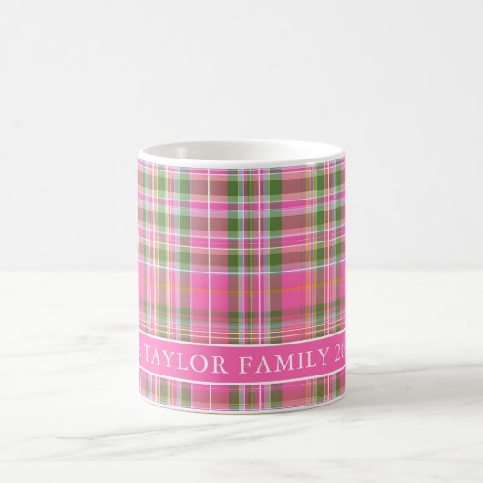 Mug Pink Tartan Plaid Family Name (Centre)