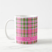 Mug Pink Tartan Plaid Family Name (Gauche)