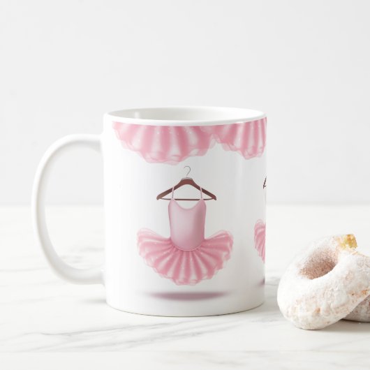 Mug Pink Tutu mignon Ballerina Nom de la fille (Avec donut)