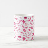Mug Pink Valentine's Day Coeurs Oiseaux Flèches Motif (Centre)