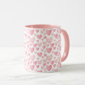 Mug Pink Watercolor Valentine Hearts Pattern (Devant droit)