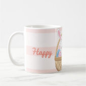 Mug Pink & White Stripes Lapin De Pâques En Panier (Gauche)