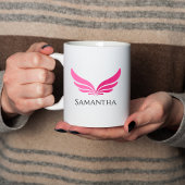 Mug Pink wings Cute Girly Aviation Women Simple 