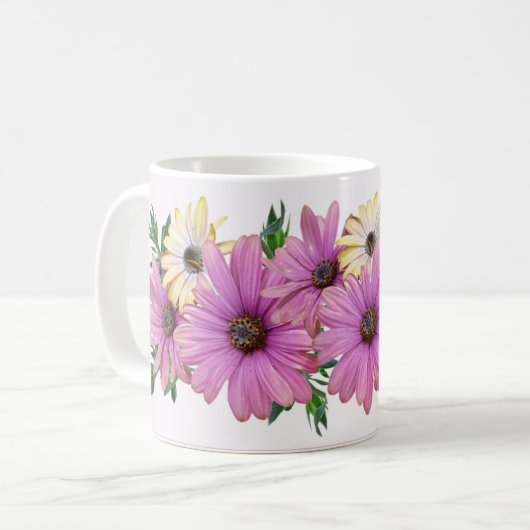 Mug Pink Yellow Floral Rustic Elegant Wedding (Devant gauche)