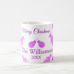 Mug Pinky noël rétro ajouter nom texte année cloches a