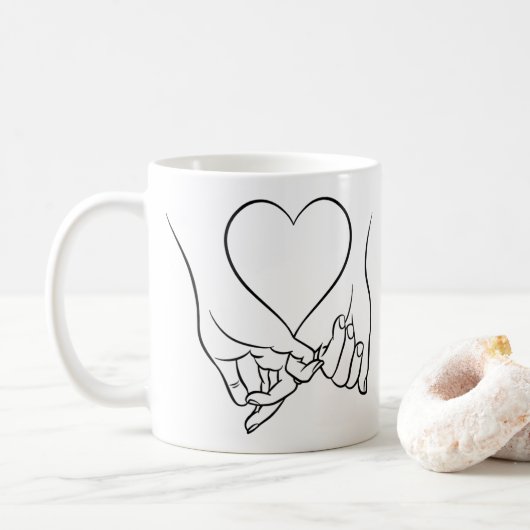 Mug Pinky Swear & Heart Line Art Design (Avec donut)