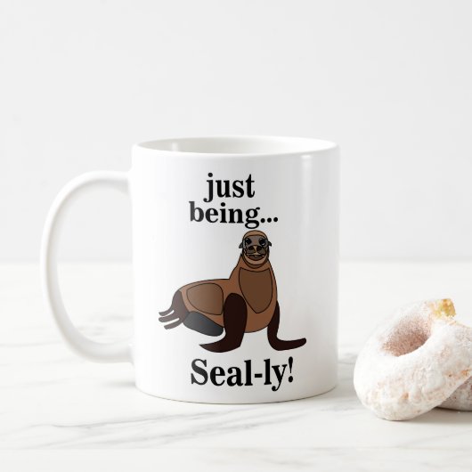 Mug Pinnipèdes Phoque Drôle (Avec donut)