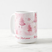 Mug Pins roses Aquarelle Noël (Devant gauche)