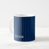 Mug Pinstripes bleu marine personnalisées (Devant gauche)