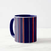 Mug Pinstripes, couleurs rouge, marine, gris (Devant gauche)