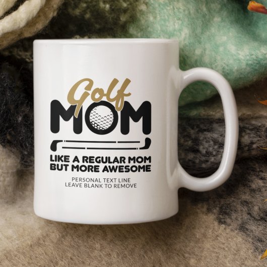Mug Pint Cool tendance "GOLF MOM" Gold Typographie