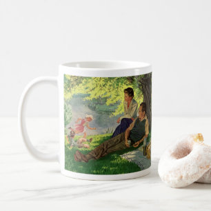 Mug Pique-nique familial vintage amusant sous un arbre