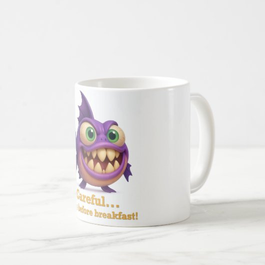 Mug Piraña divertida “Careful… I bite before breakfast (Devant droit)