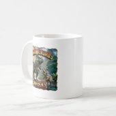 Mug Piranhasaurus Wrecks Illustration – Funny Scary (Devant gauche)