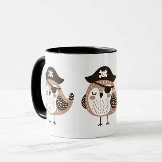 Mug Pirate Bird with Casquette and Eye Patch (Devant gauche)