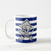 Mug Pirate d'argent sur les rayures marines (Gauche)