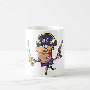 Mug Pirate de dessin animé avec épée et pistolet