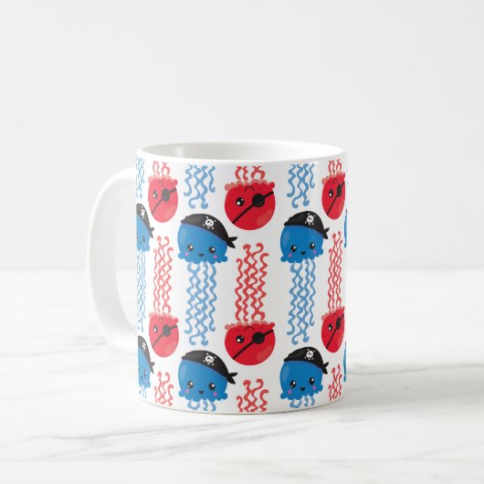 Mug Pirate Jellyfish, Motif de méduses, Sea Animaux (Devant gauche)